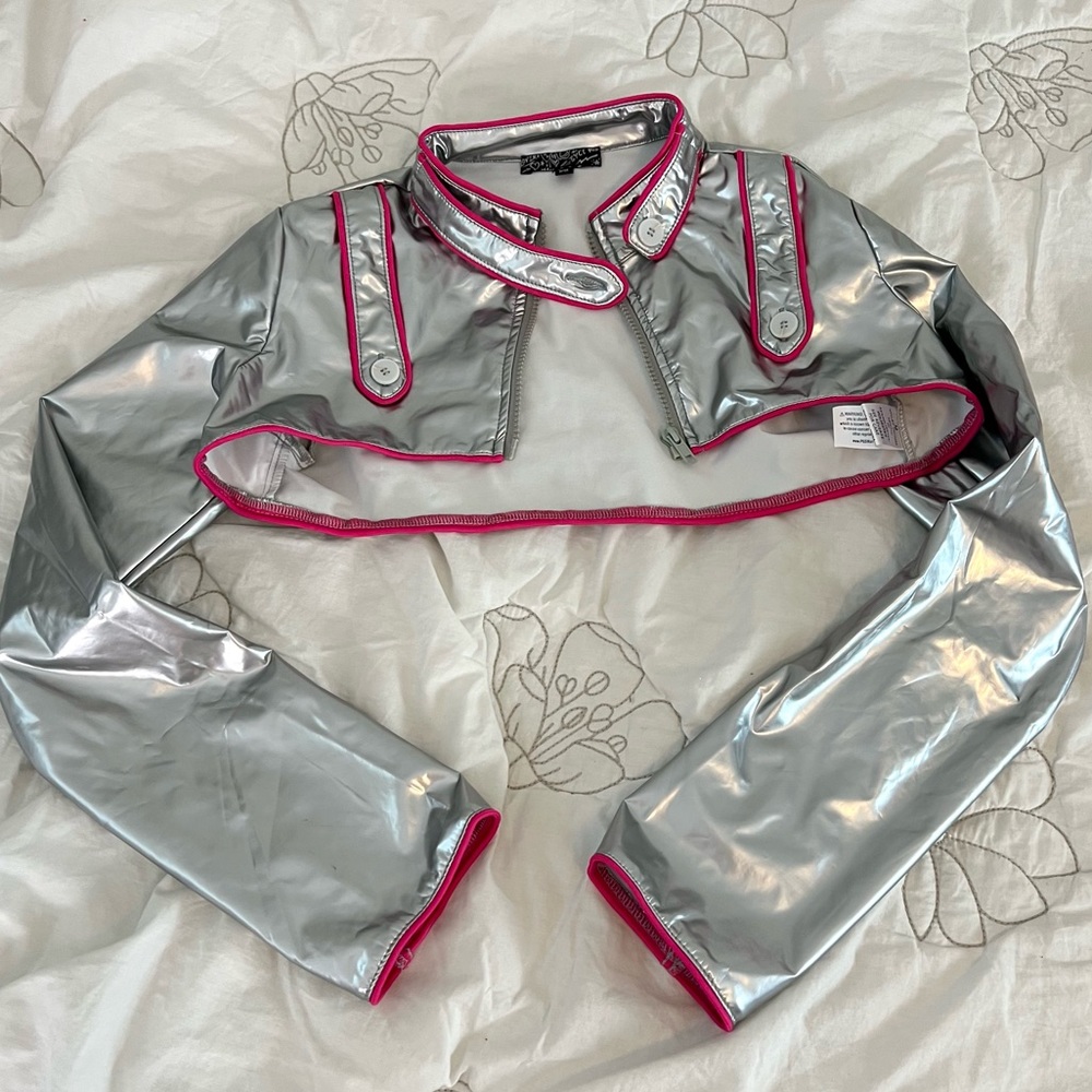 SOLD Dollskill silver & pink cropped jacket